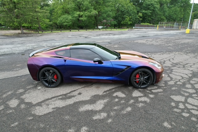 Aerial view of a colour-shift wrap